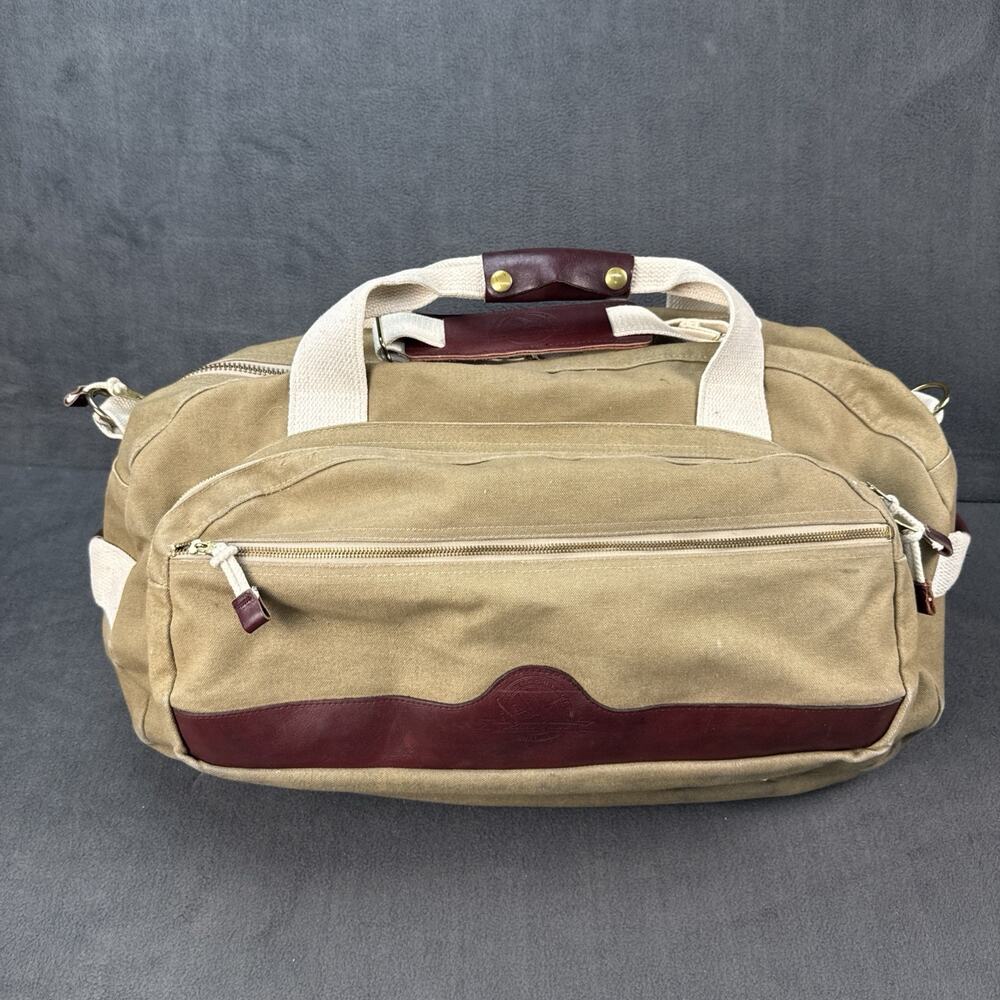 Vintage Eddie Bauer Duffle Bag Canvas Tan Weekender Military